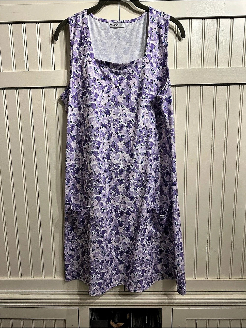 OFEEFAN Floral Midi Dress in Purple & White Size Large